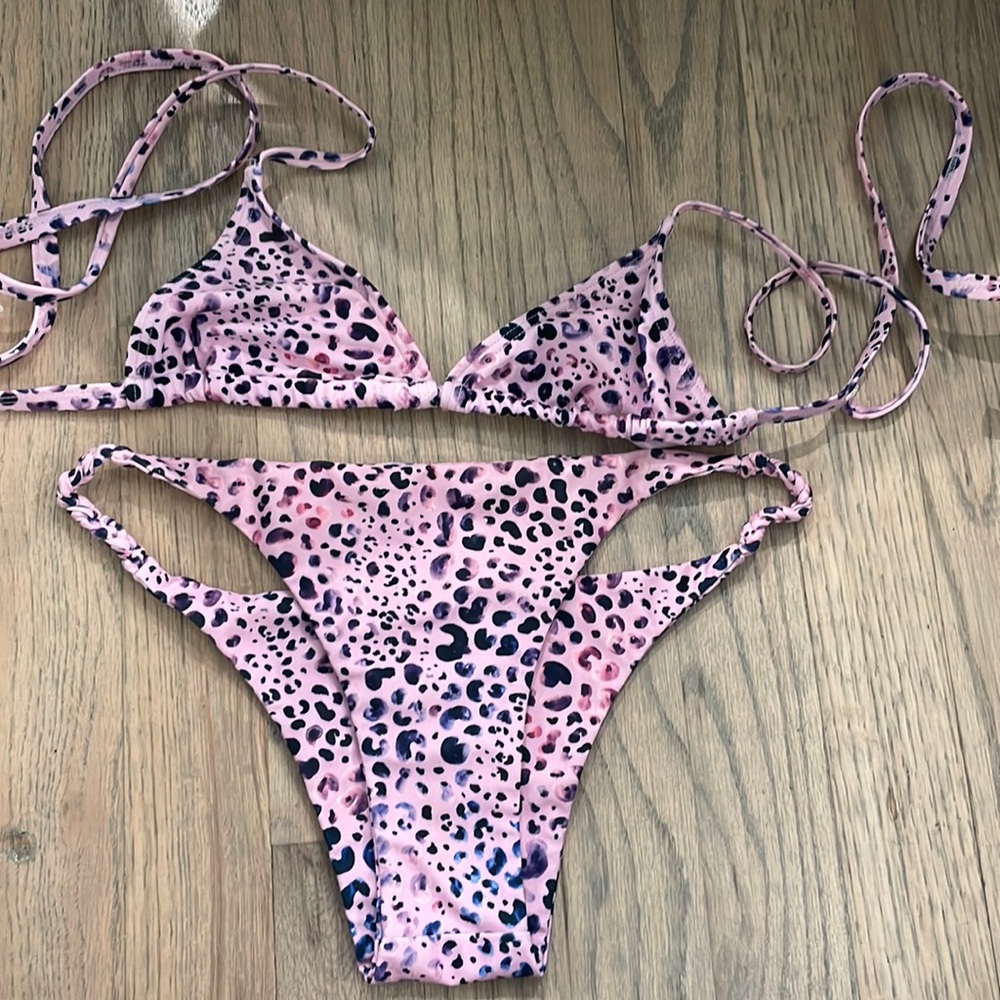 Pink Cheetah Print Matching Bikini Set - image 1
